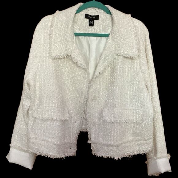Forever 21+ Cream Boucle Blazer Jacket 2X - Picture 1 of 4